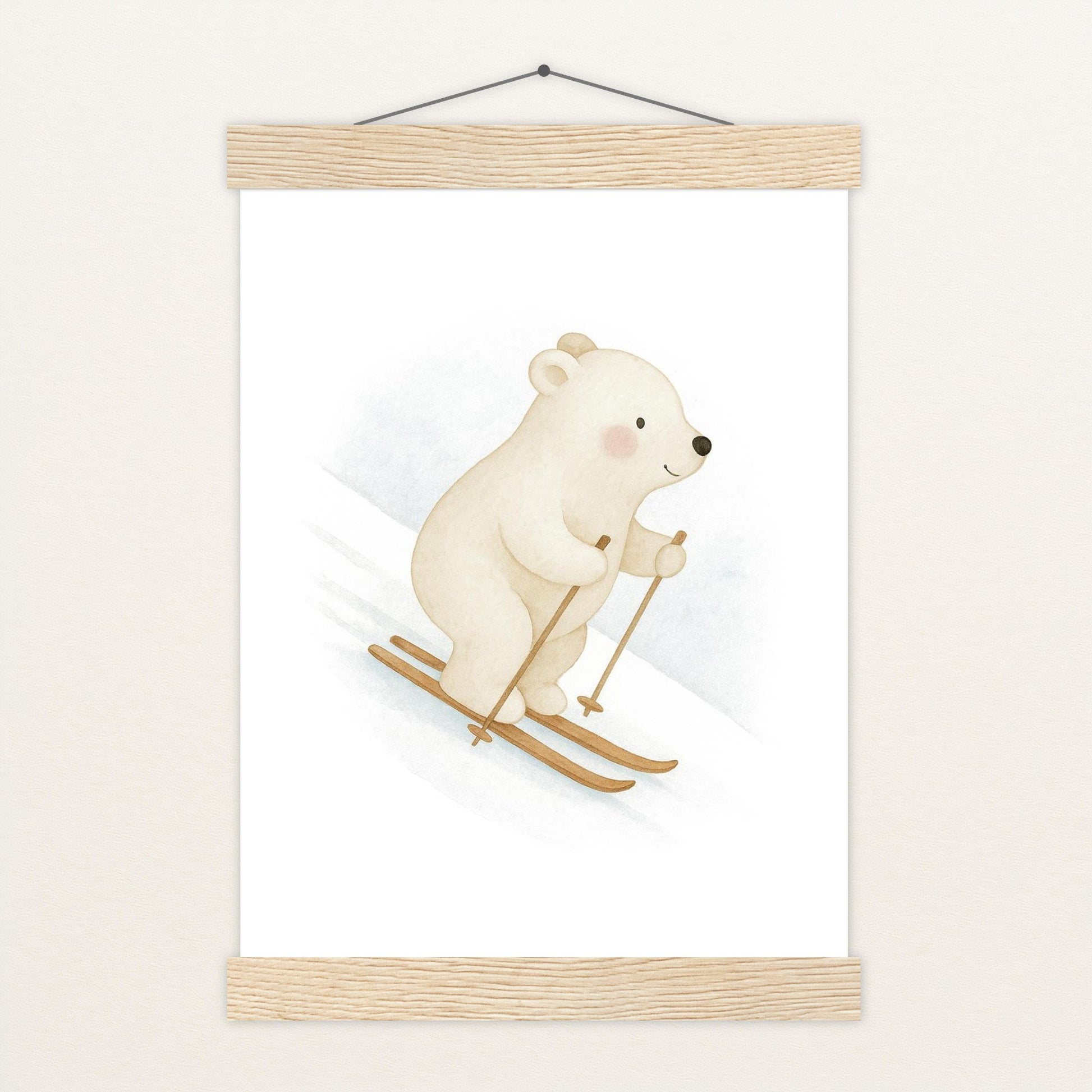 Pummel der Polarbär - Motiv: "Ski" Poster mit Leisten von tinylearner
