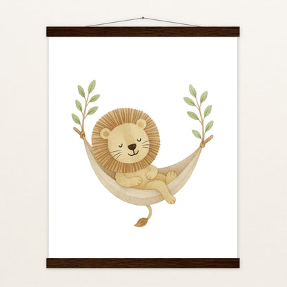 Leo der Löwe - Motiv: "Hängematte" Poster mit Leisten von tinylearner