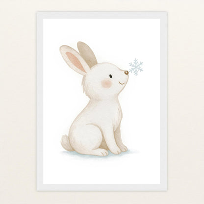 Sina der Schneehase Poster mit Holzrahmen von tinylearner