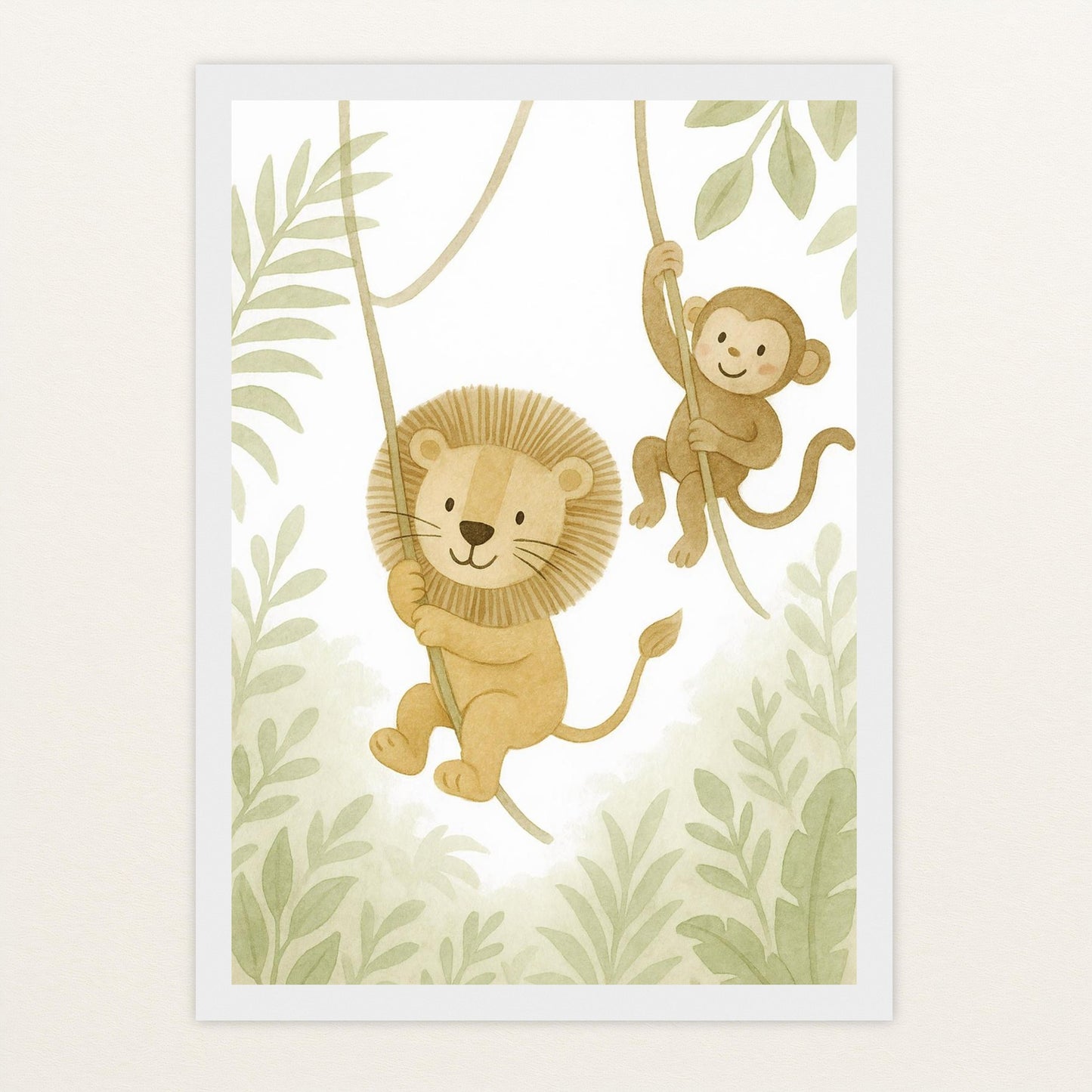 Tierfreunde - Motiv: "Lianen" Poster mit Holzrahmen von tinylearner