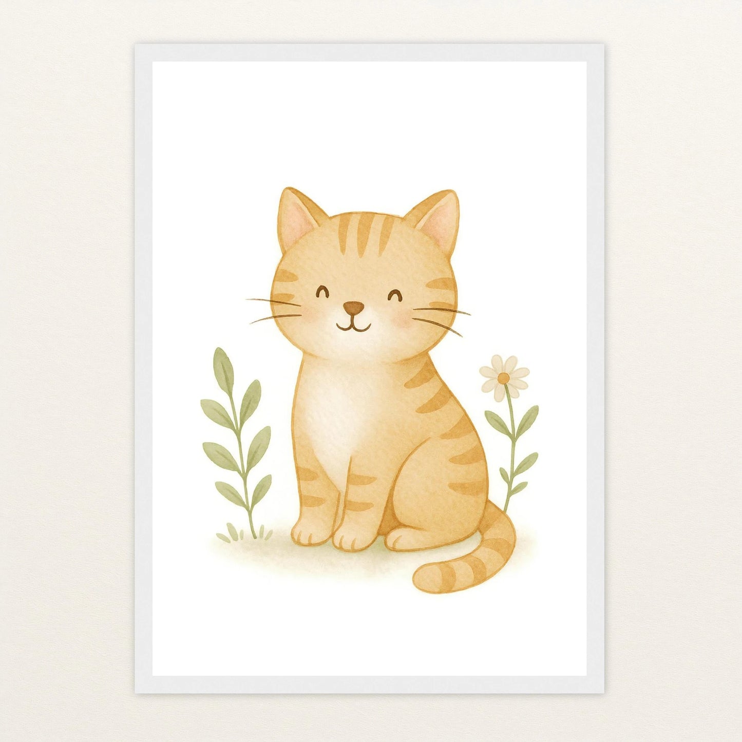 Kira die Katze Poster mit Holzrahmen von tinylearner