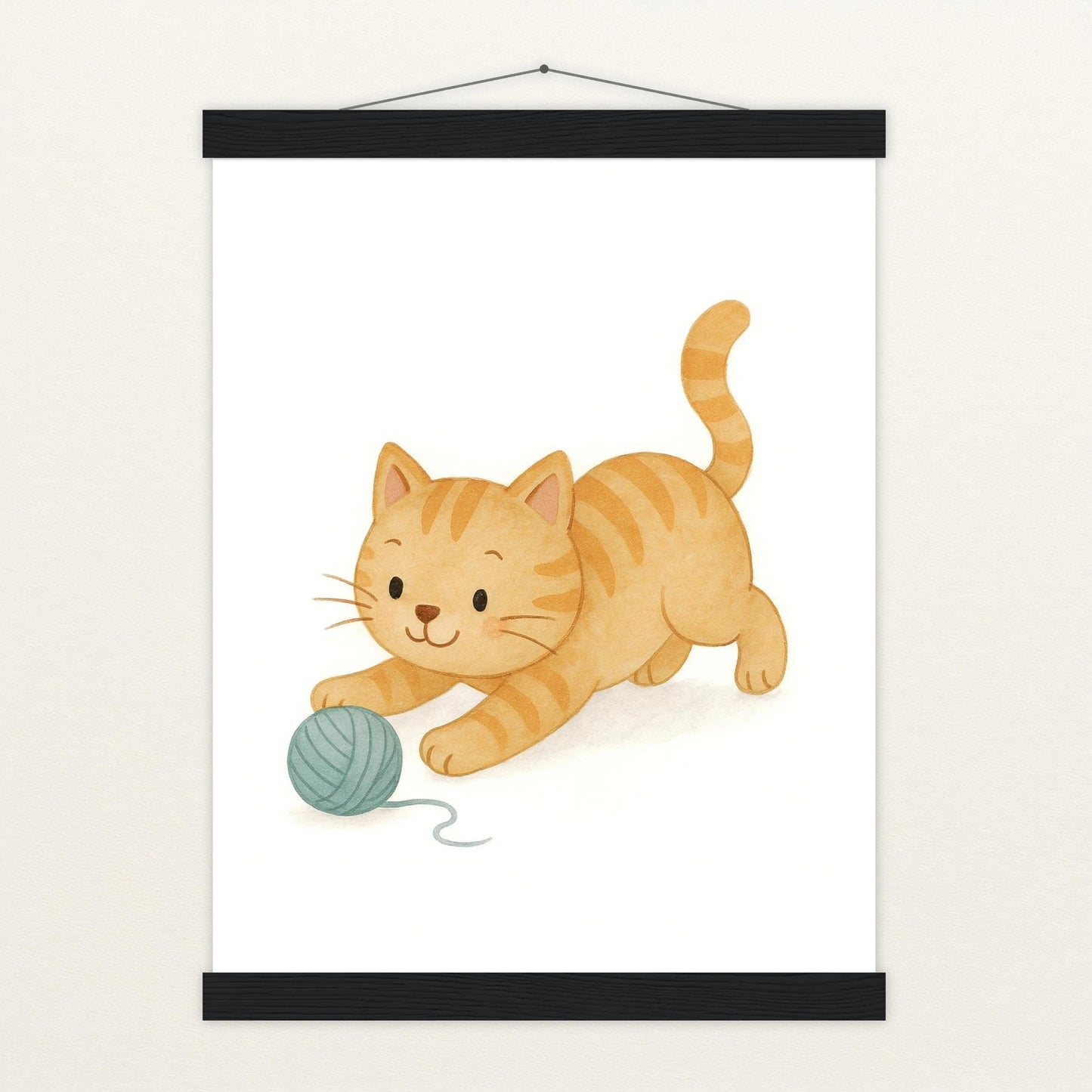 Kira die Katze - Motiv: "Wolle" Poster mit Leisten von tinylearner