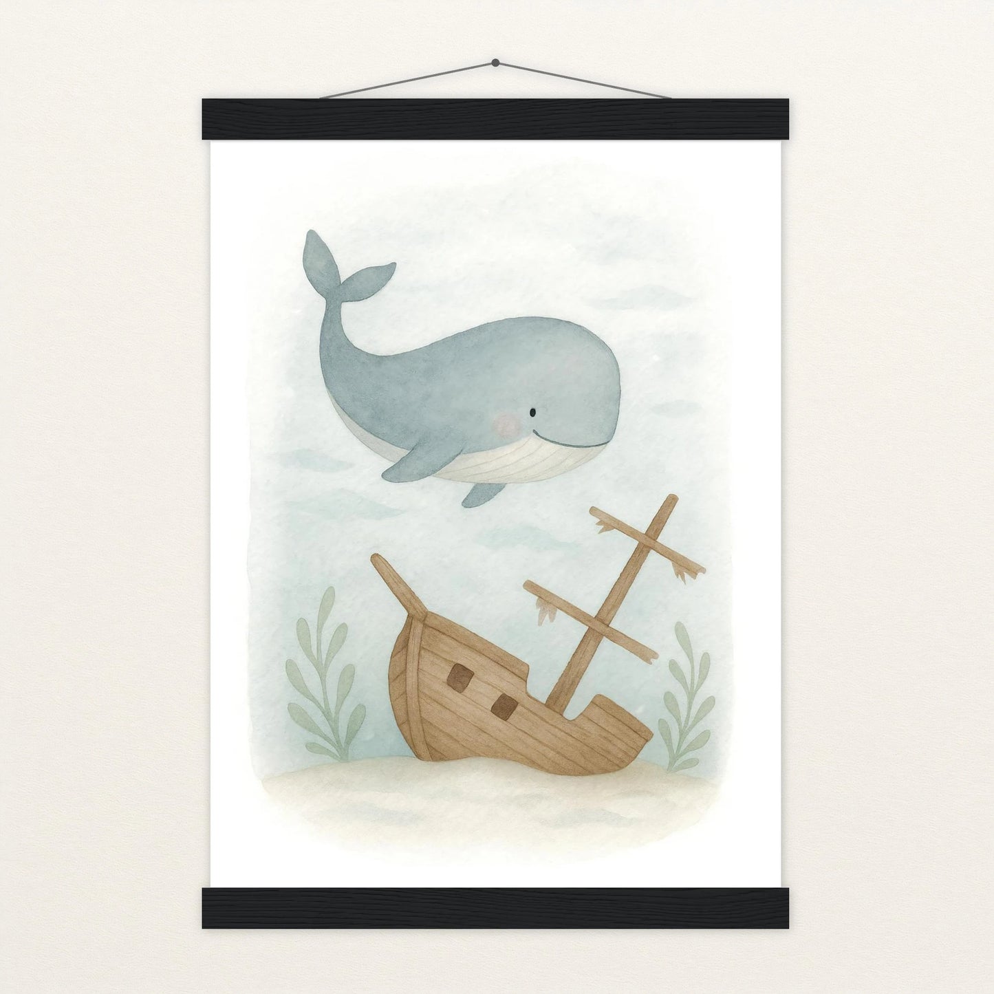 Willi der Wal - Motiv: "Schiffswrack" Poster mit Leisten von tinylearner