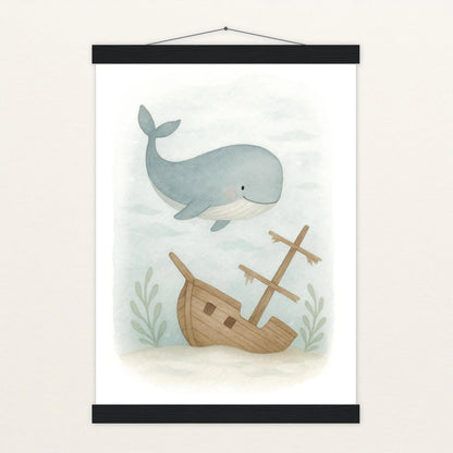 Willi der Wal - Motiv: "Schiffswrack" Poster mit Leisten von tinylearner