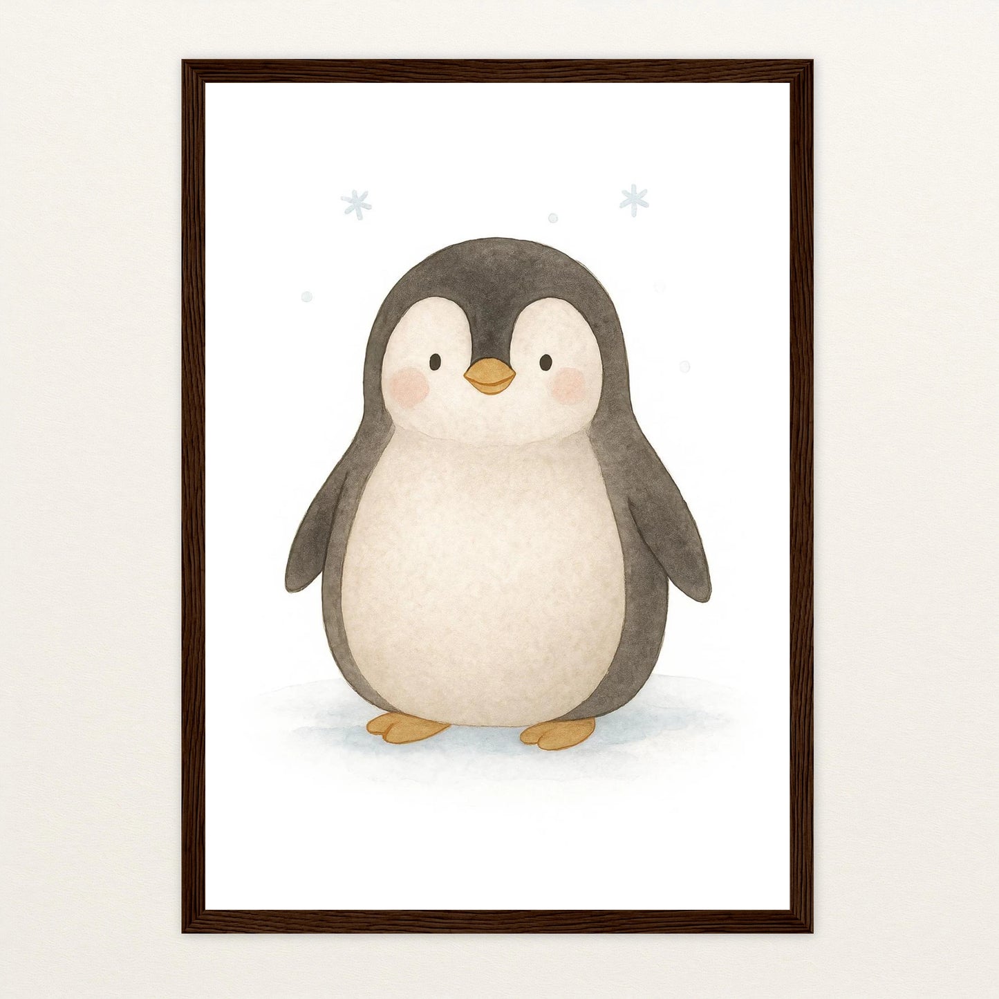 Pia der Pinguin Poster mit Holzrahmen von tinylearner