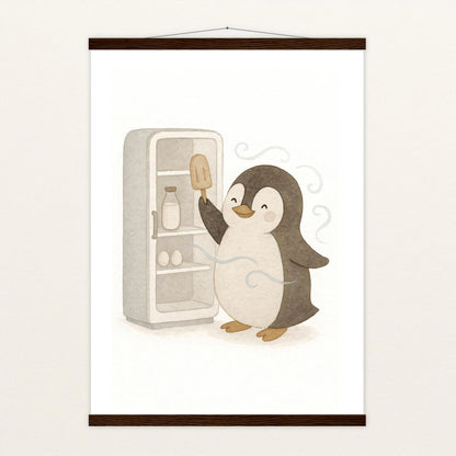 Pia der Pinguin - Motiv: "Eis" Poster mit Leisten von tinylearner