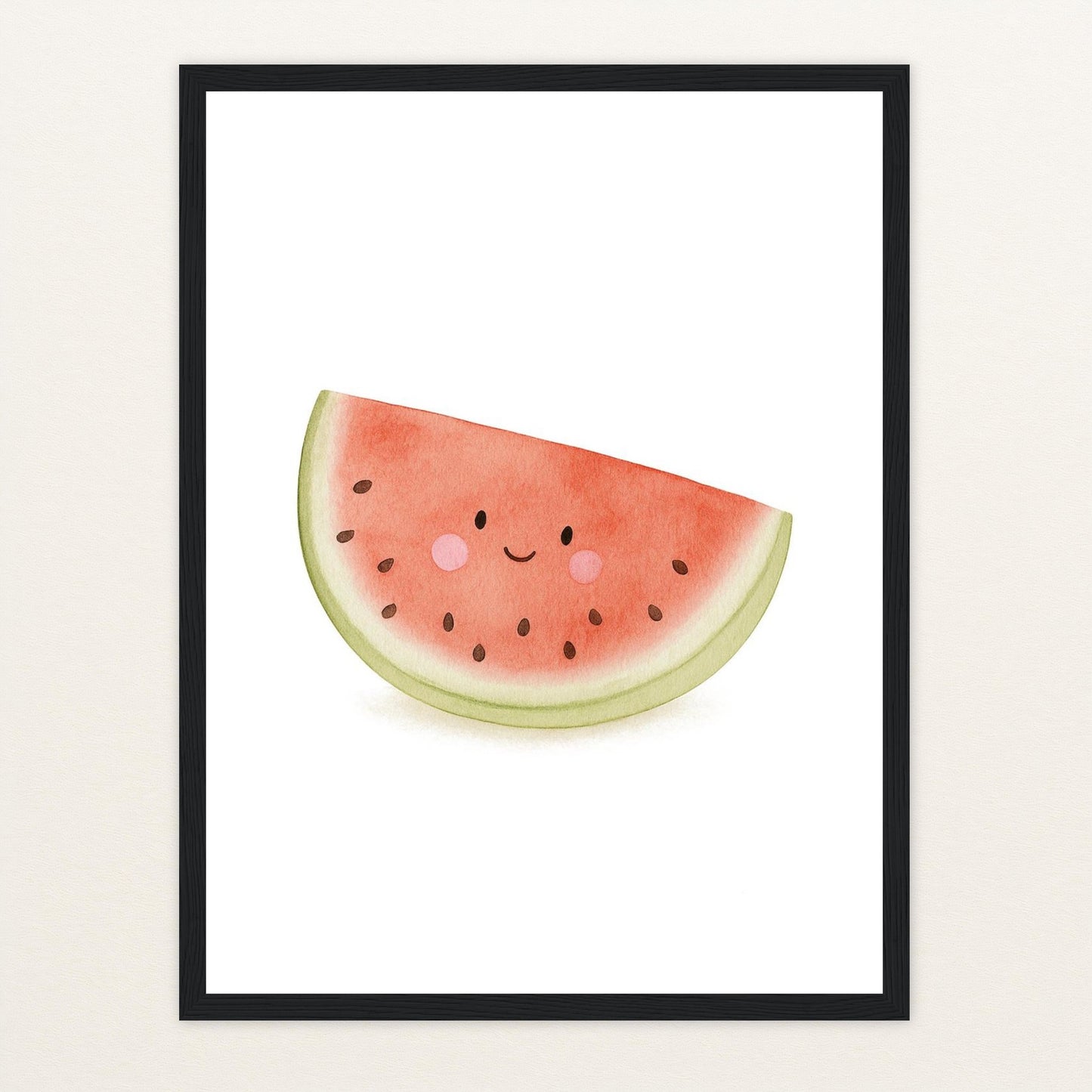 Obst: Melone Poster mit Holzrahmen von tinylearner