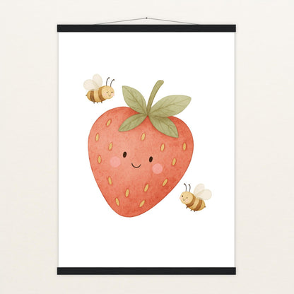 Obst: Erdbeere Poster mit Leisten von tinylearner