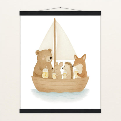 Tierfreunde - Motiv: "Segelschiff" Poster mit Leisten von tinylearner