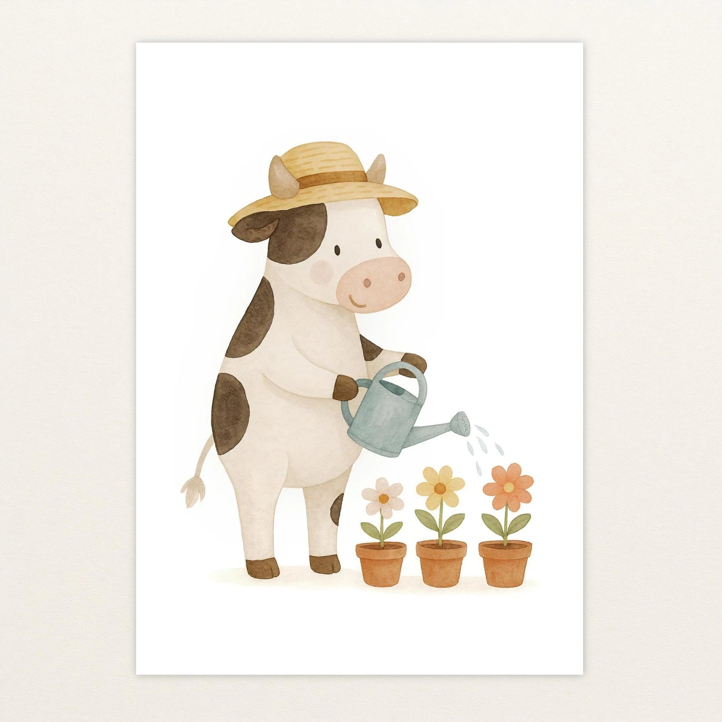 Klara die Kuh - Motiv: "Blumengießen" Poster von tinylearner