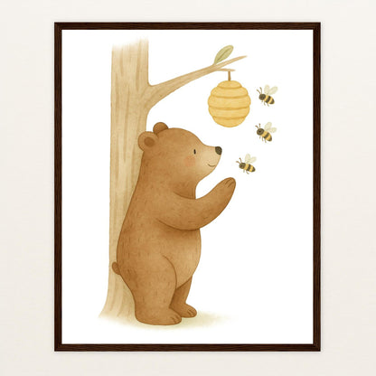Balu der Bär - Motiv: "Bienenstock" Poster mit Holzrahmen von tinylearner