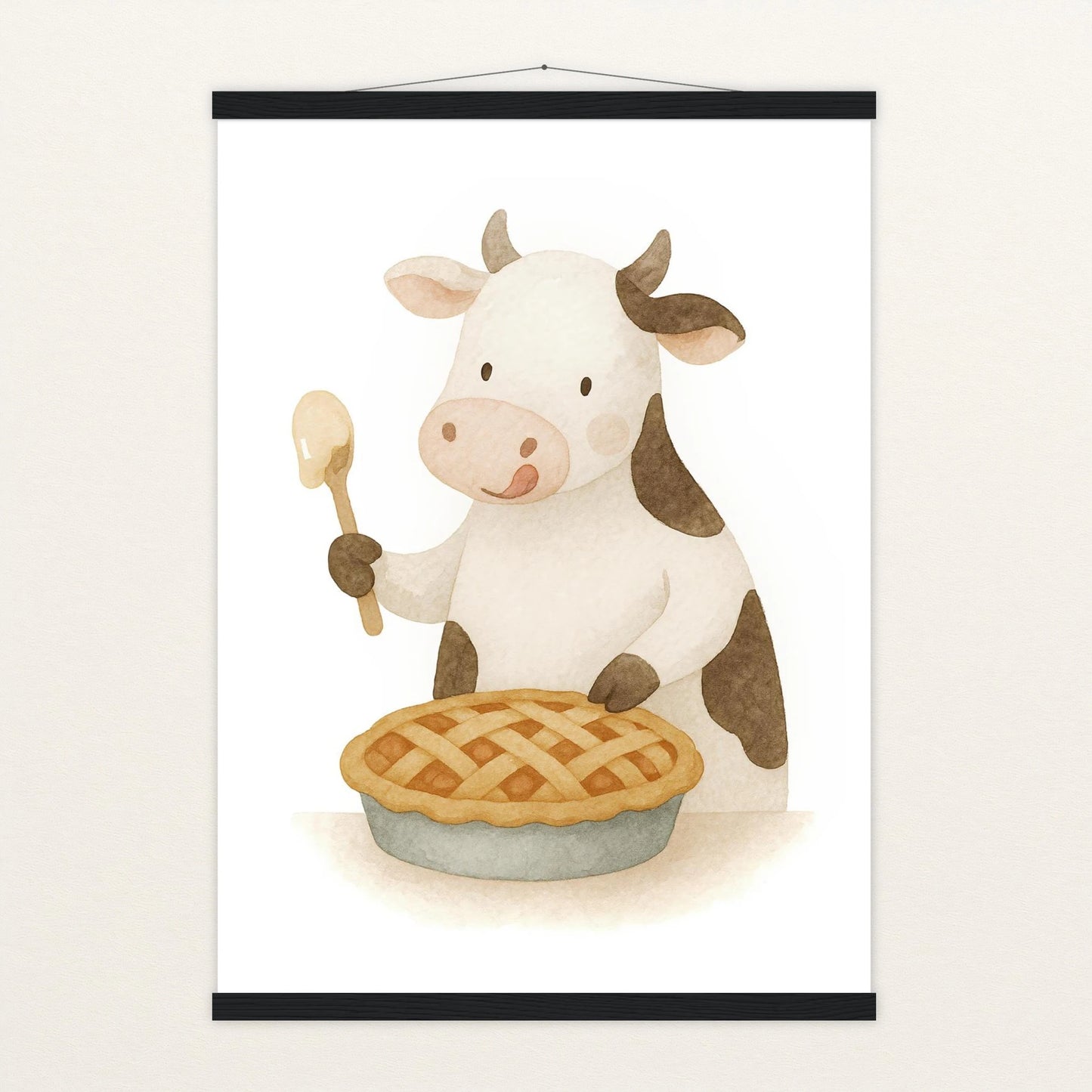 Klara die Kuh - Motiv: "Kuchen" Poster mit Leisten von tinylearner