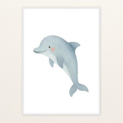 Dora der Delfin Poster mit Holzrahmen von tinylearner