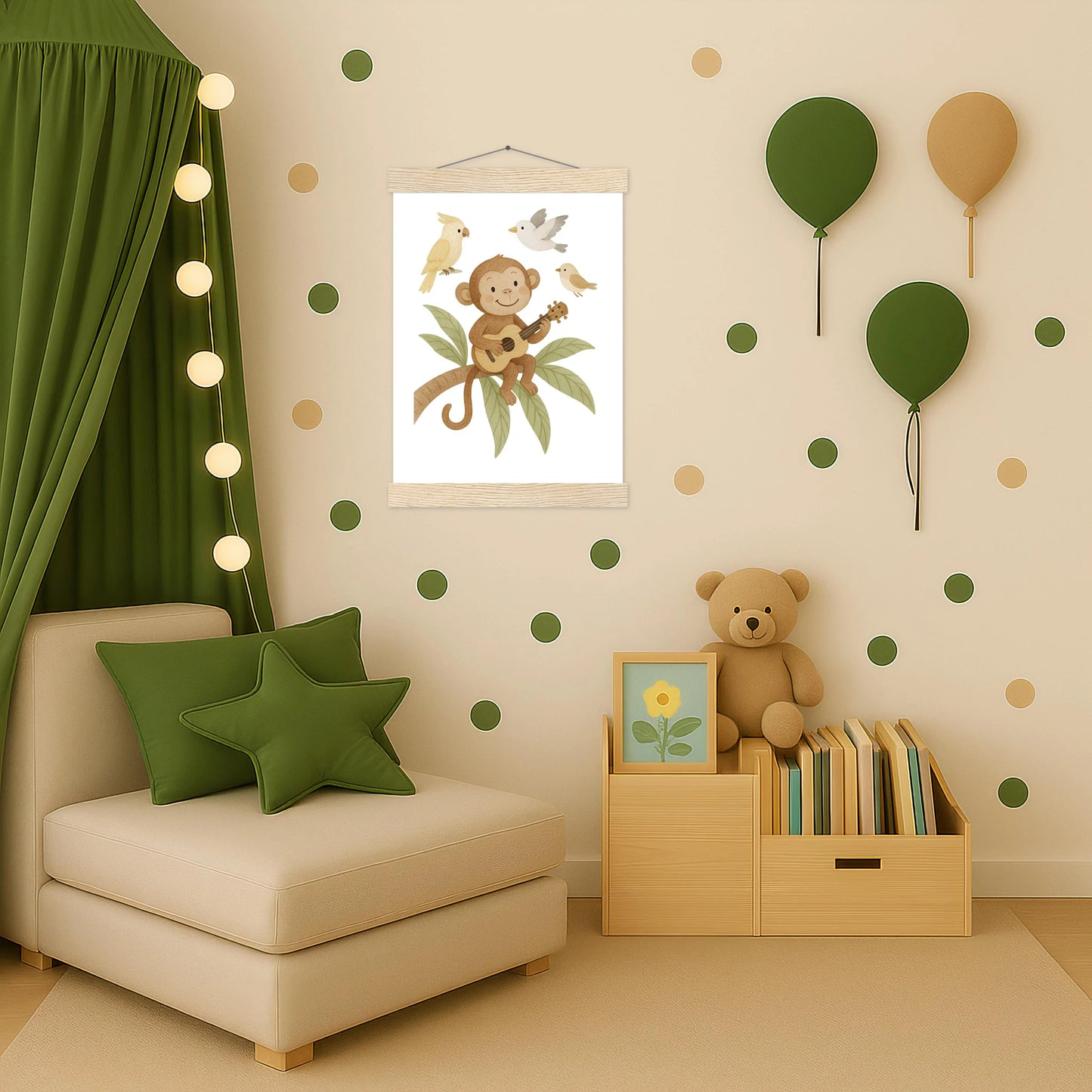 Aki der Affe - Motiv: "Ukulele" Poster mit Leisten von tinylearner