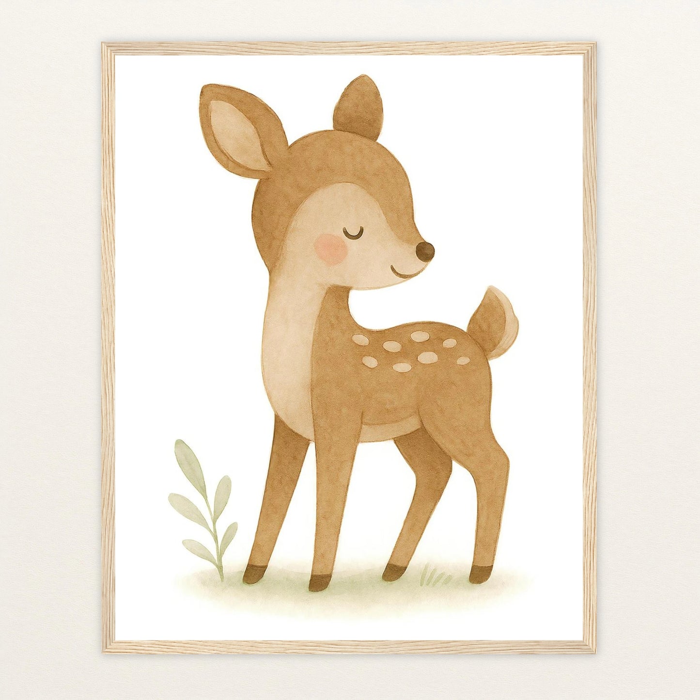 Ria das Reh Poster mit Holzrahmen von tinylearner