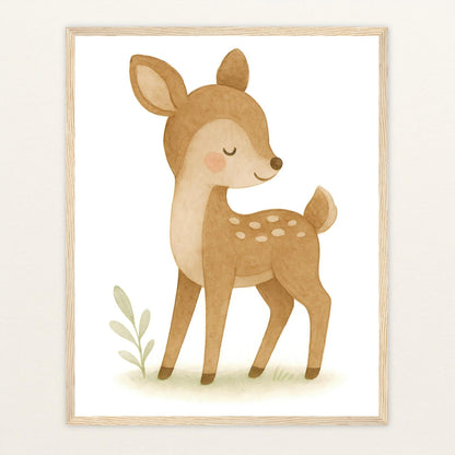 Ria das Reh Poster mit Holzrahmen von tinylearner