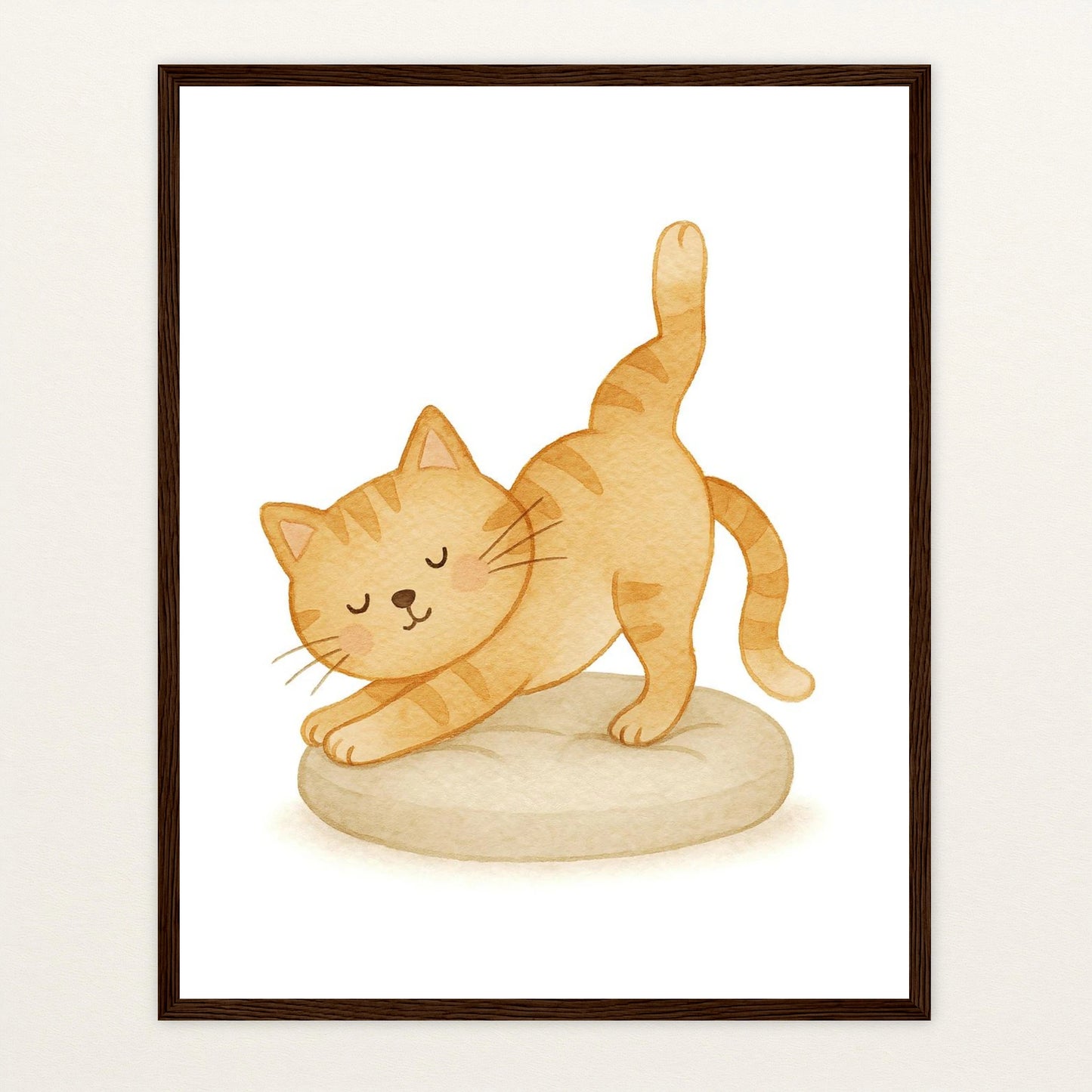 Kira die Katze - Motiv: "Yoga" Poster mit Holzrahmen von tinylearner
