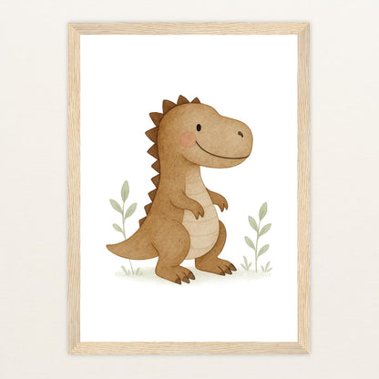 Dinosaurier T-Rex Poster mit Holzrahmen von tinylearner