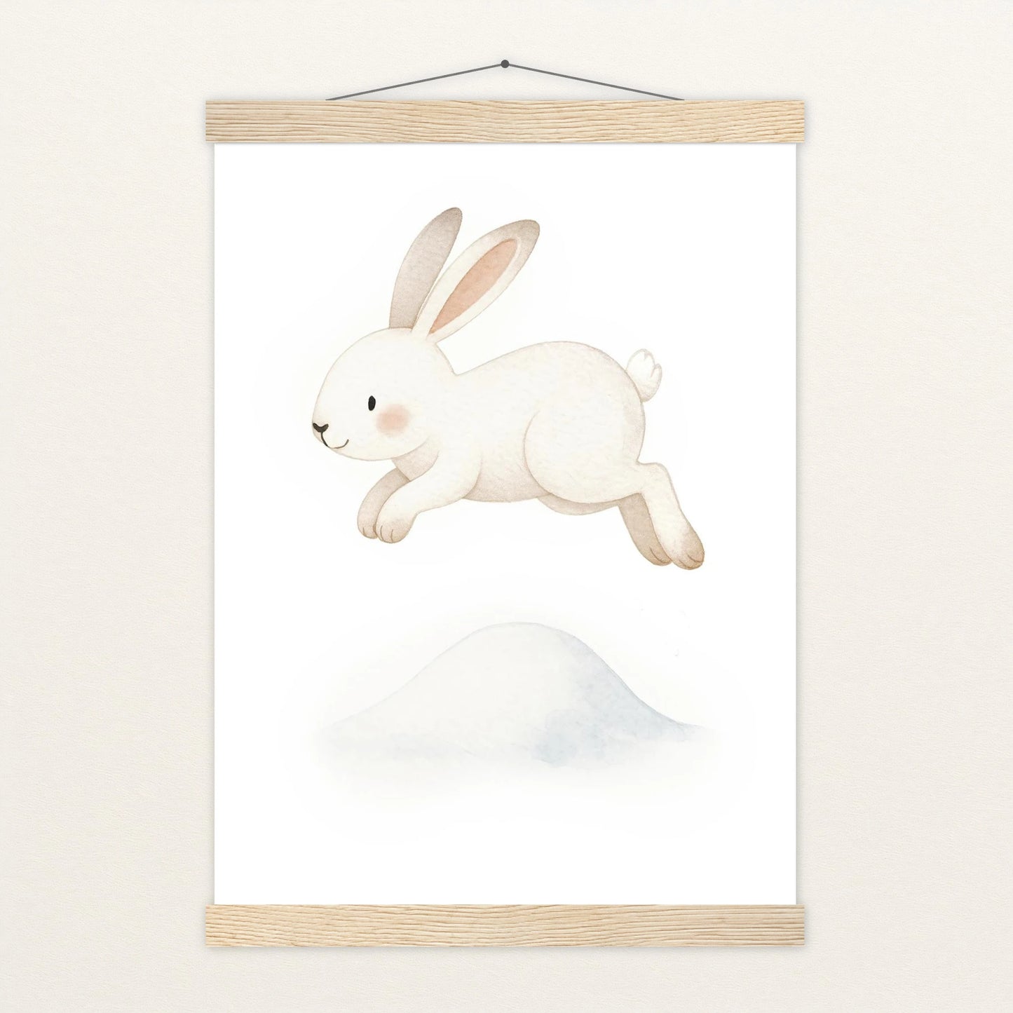 Sina der Schneehase - Motiv: "Schneehügel" Poster mit Leisten von tinylearner