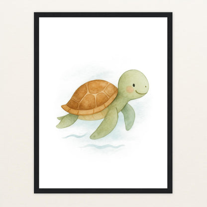 Sora die Schildkröte Poster mit Holzrahmen von tinylearner