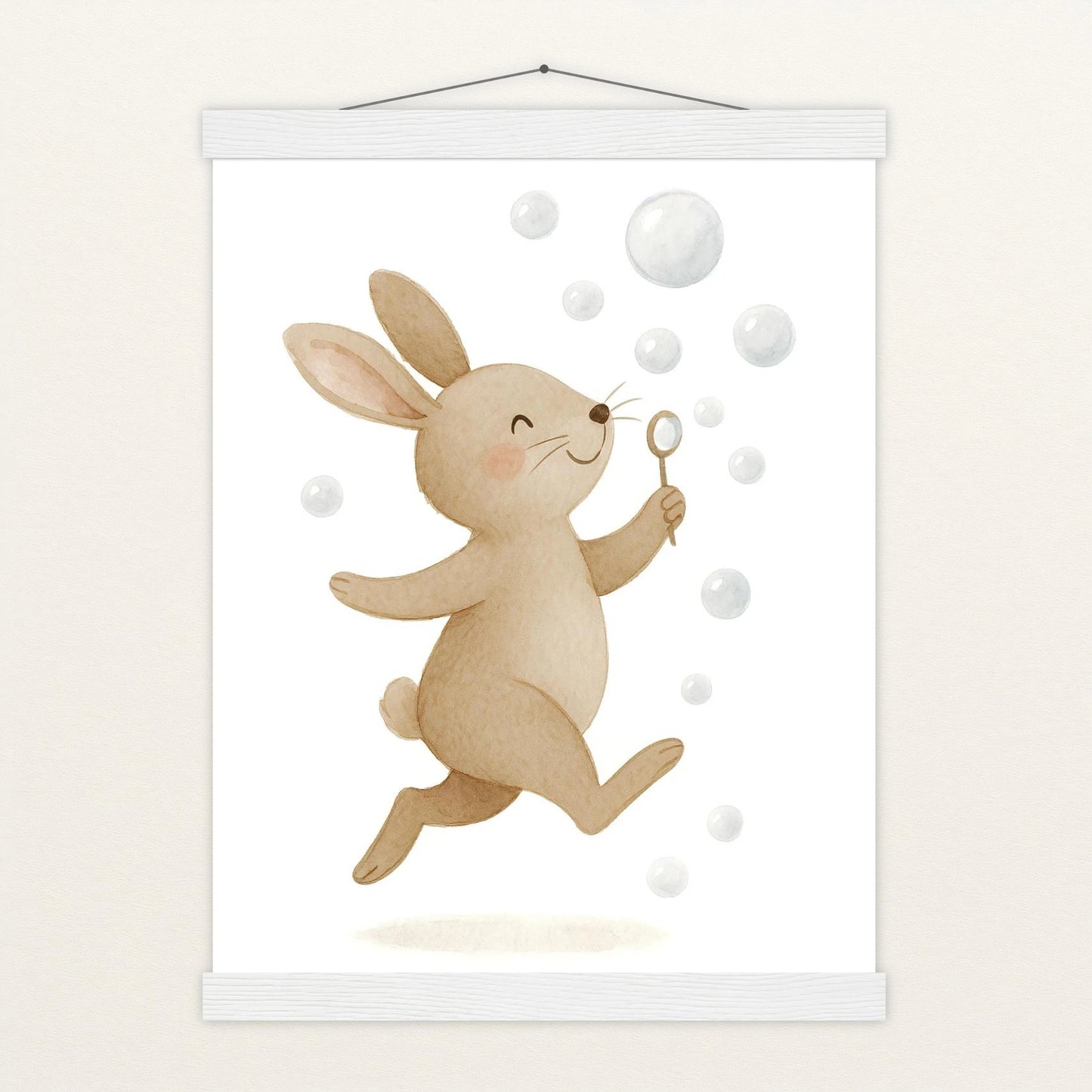 Holly der Hase - Motiv: "Seifenblasen" Poster mit Leisten von tinylearner