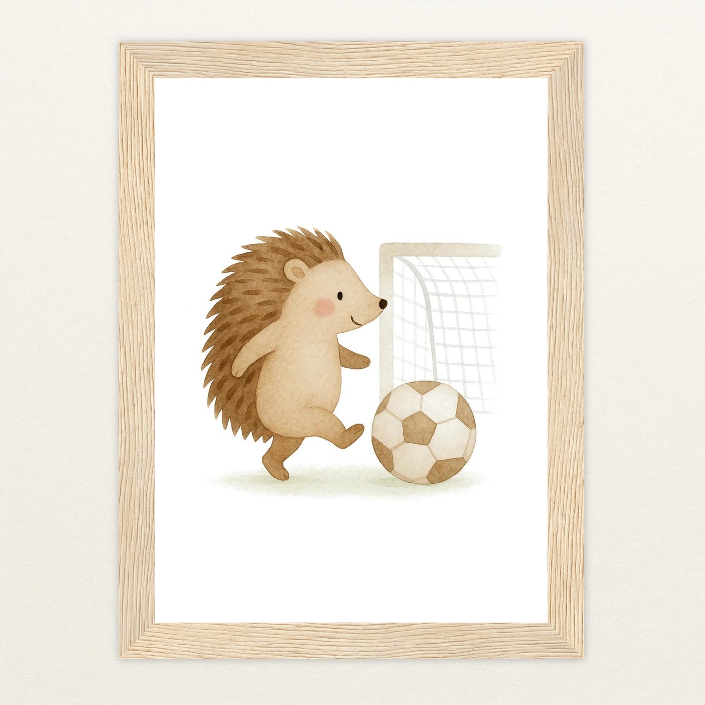 Iggi der Igel - Motiv: "Fußball" Poster mit Holzrahmen von tinylearner