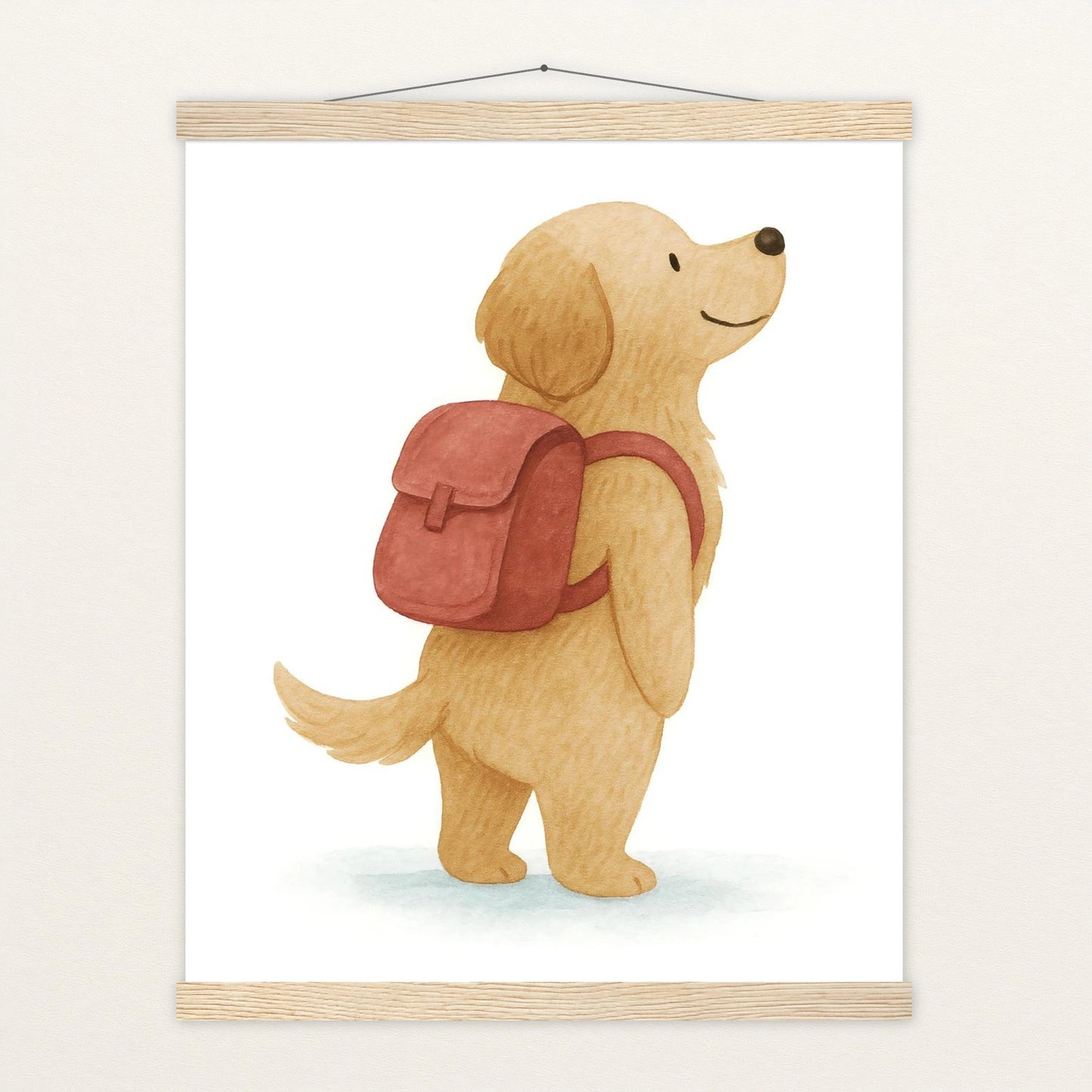 Hugo der Hund - Motiv: "Rucksack" Poster mit Leisten von tinylearner