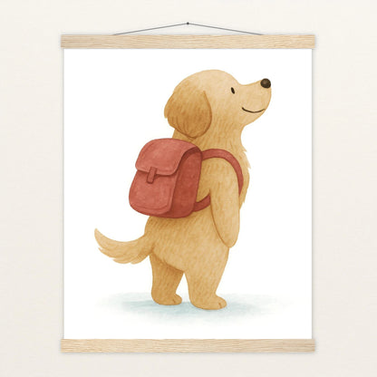 Hugo der Hund - Motiv: "Rucksack" Poster mit Leisten von tinylearner