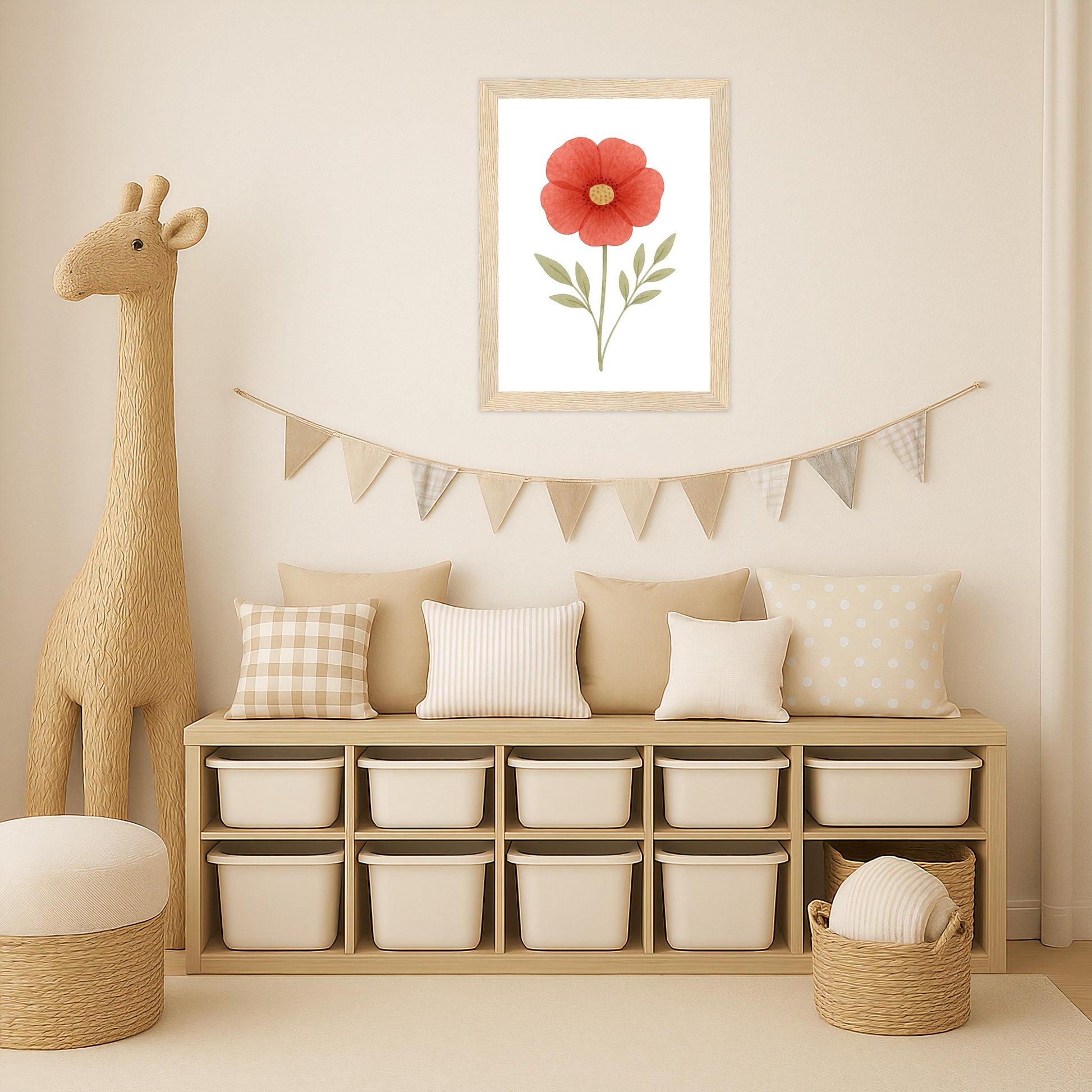 Mohnblume Poster mit Holzrahmen von tinylearner