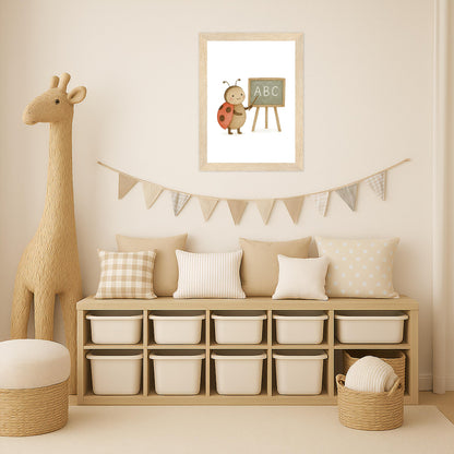 Marie der Marienenkäfer - Lehrer Poster mit Holzrahmen von tinylearner