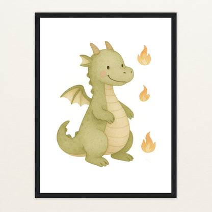 Drax der Drache Poster mit Holzrahmen von tinylearner
