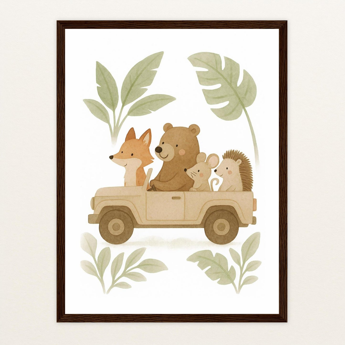 Tierfreunde - Motiv: "Safari" Poster mit Holzrahmen von tinylearner
