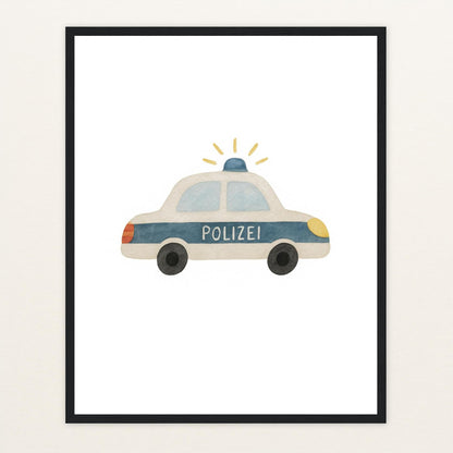Polizei Poster mit Holzrahmen von tinylearner