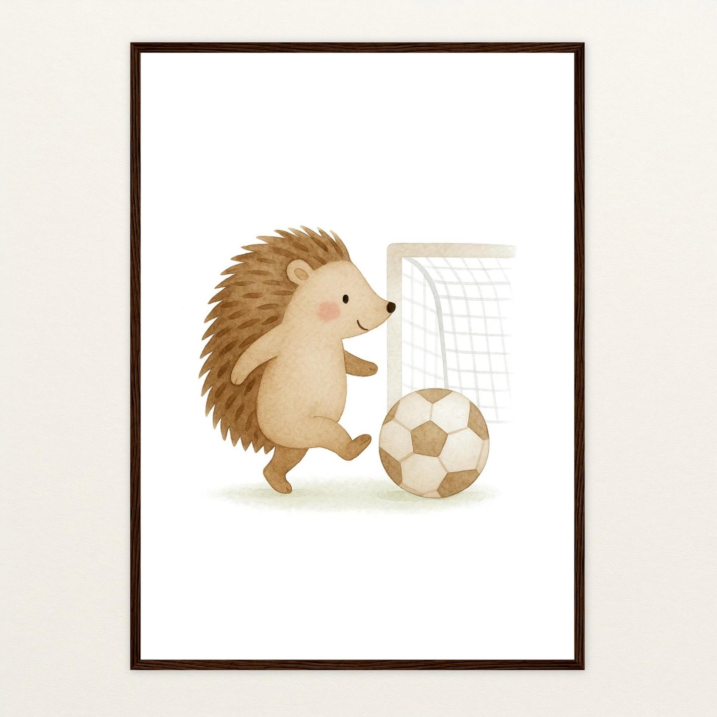 Iggi der Igel - Motiv: "Fußball" Poster mit Holzrahmen von tinylearner