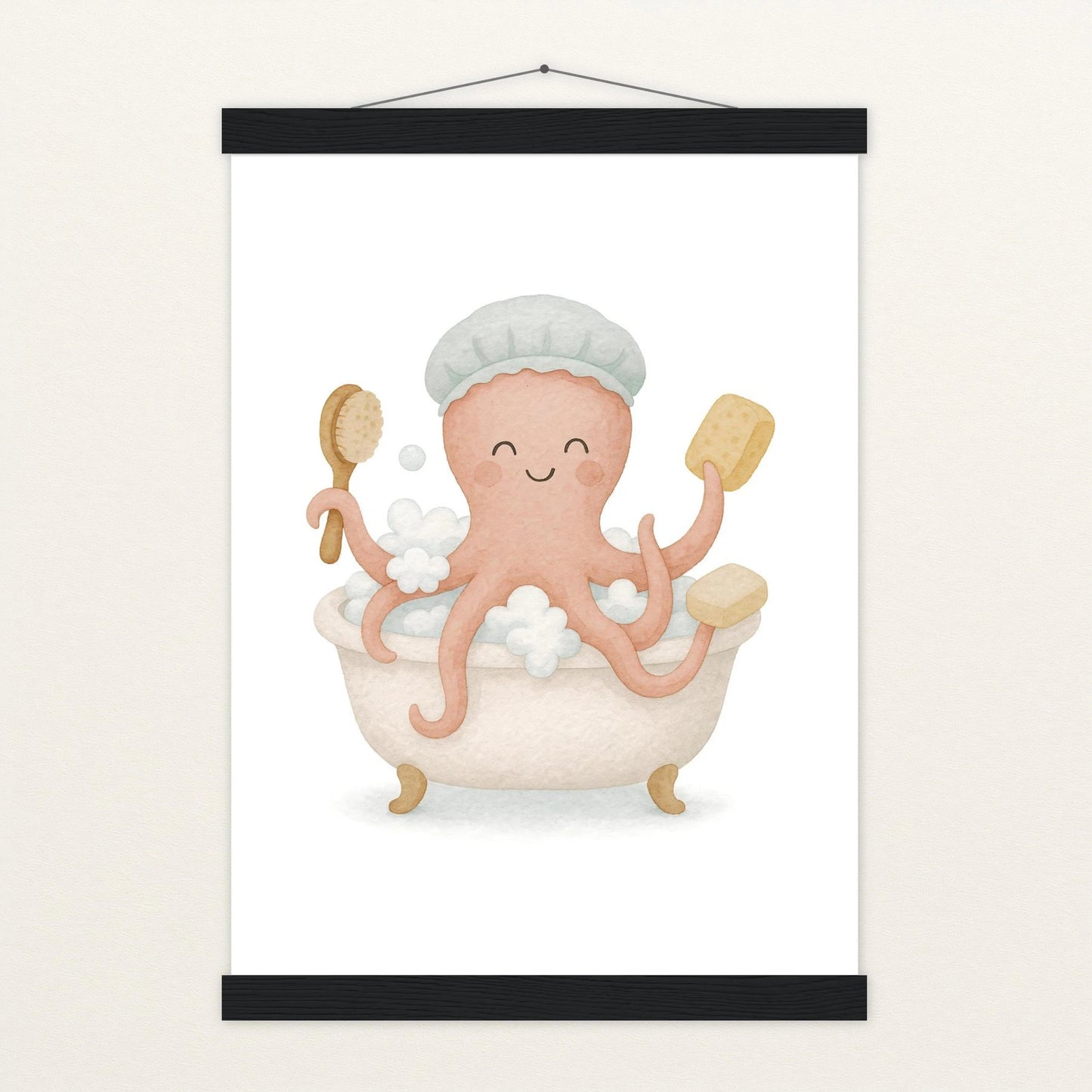 Tilli der Tintenfisch - Motiv: "Baden" Poster mit Leisten von tinylearner