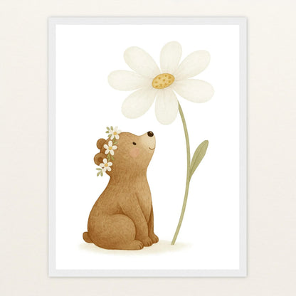 Balu der Bär - Motiv: "Gänseblümchen" Poster mit Holzrahmen von tinylearner