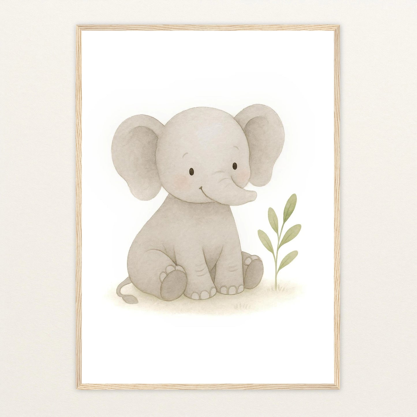 Emil der Elefant Poster mit Holzrahmen von tinylearner