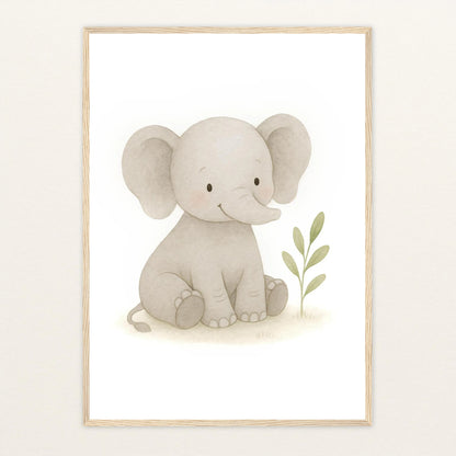 Emil der Elefant Poster mit Holzrahmen von tinylearner