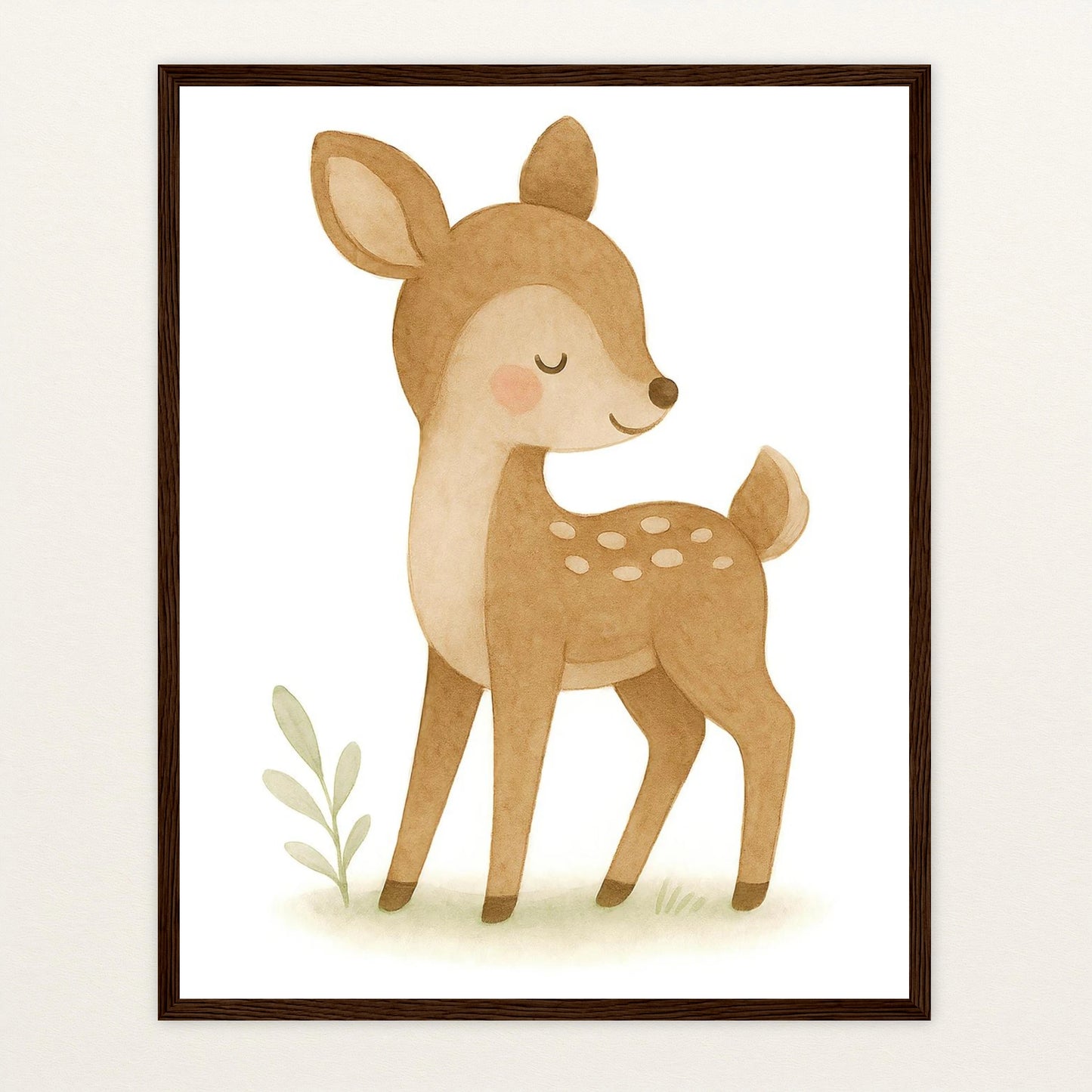 Ria das Reh Poster mit Holzrahmen von tinylearner