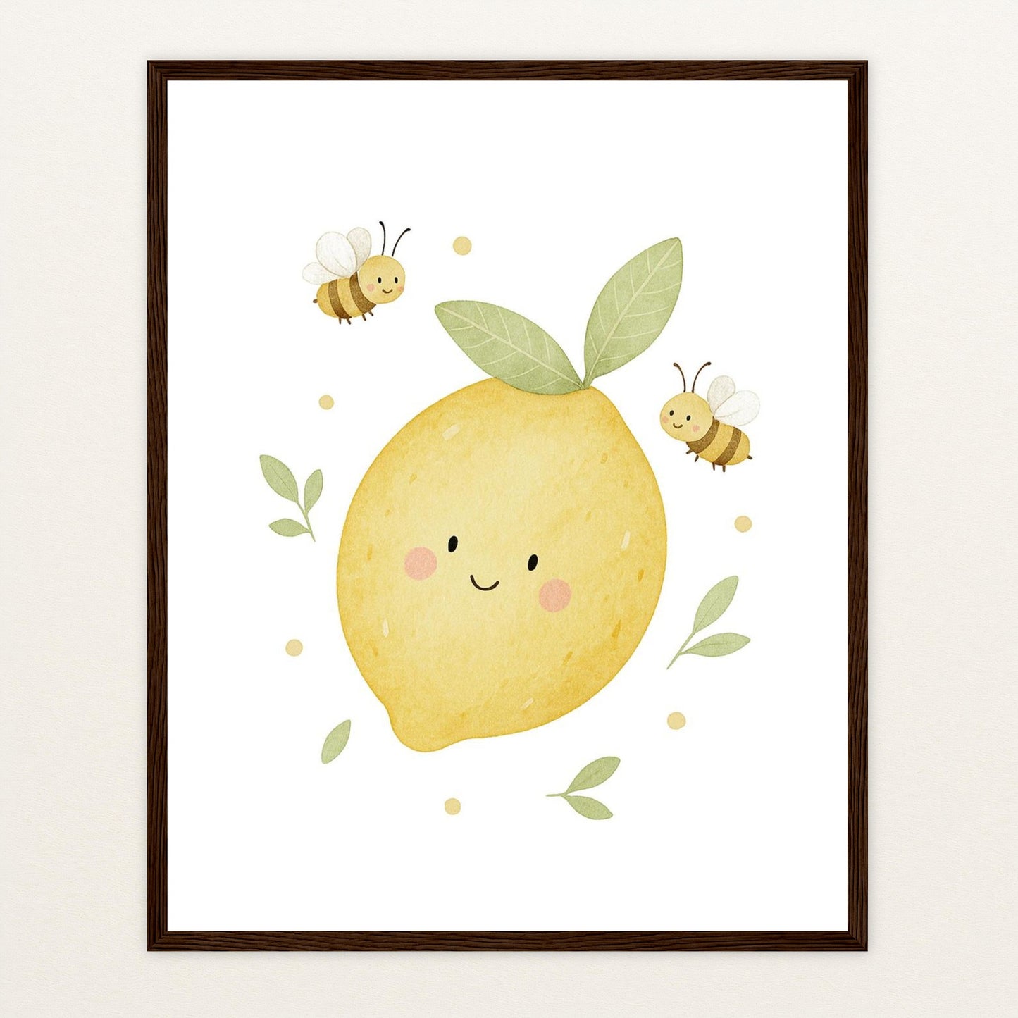 Obst: Zitrone Poster mit Holzrahmen von tinylearner