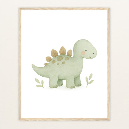 Dinosaurier Stegosaurus Poster mit Holzrahmen von tinylearner