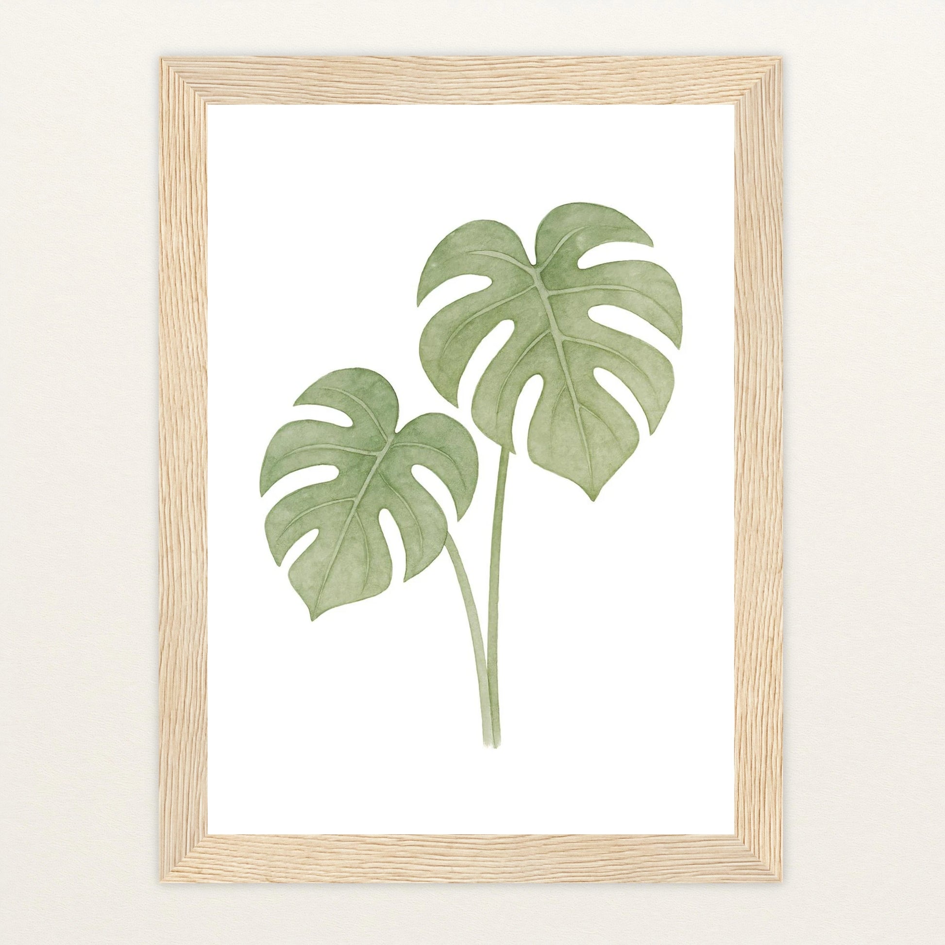 Monstera-Blätter Poster mit Holzrahmen von tinylearner