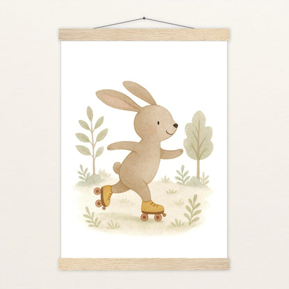 Holly der Hase - Motiv: "Rollschuhe" Poster mit Leisten von tinylearner