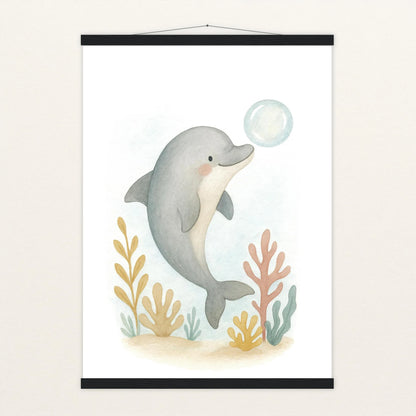 Dora der Delfin - Motiv: "Luftblase" Poster mit Leisten von tinylearner