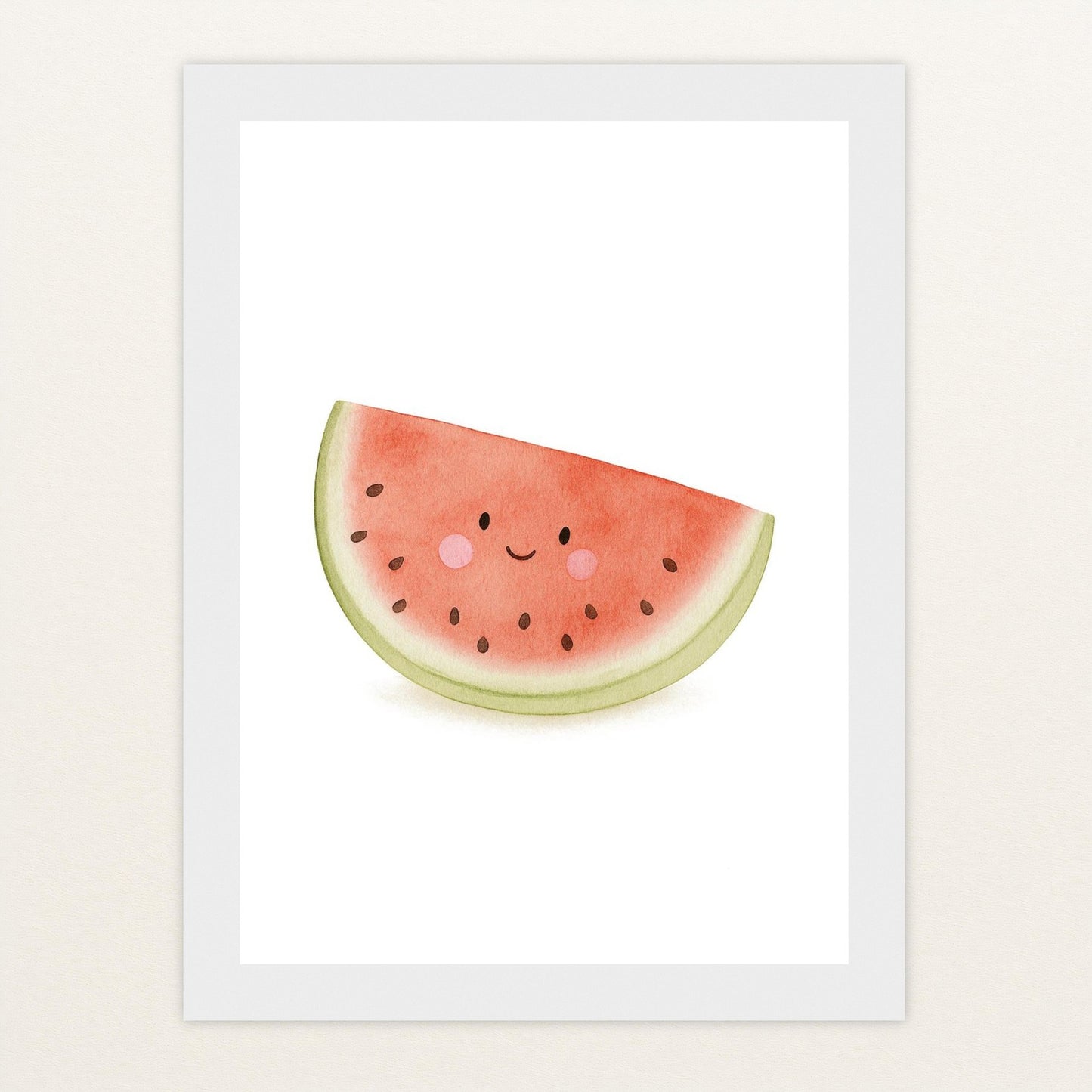 Obst: Melone Poster mit Holzrahmen von tinylearner