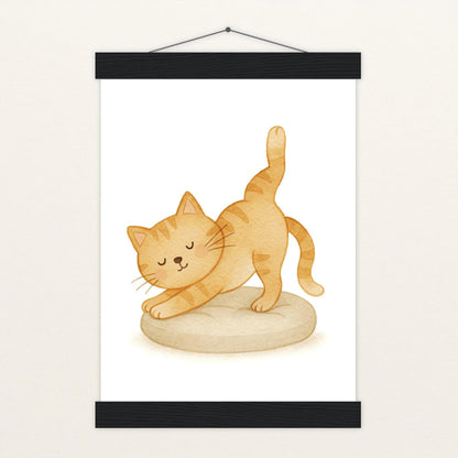 Kira die Katze - Motiv: "Yoga" Poster mit Leisten von tinylearner