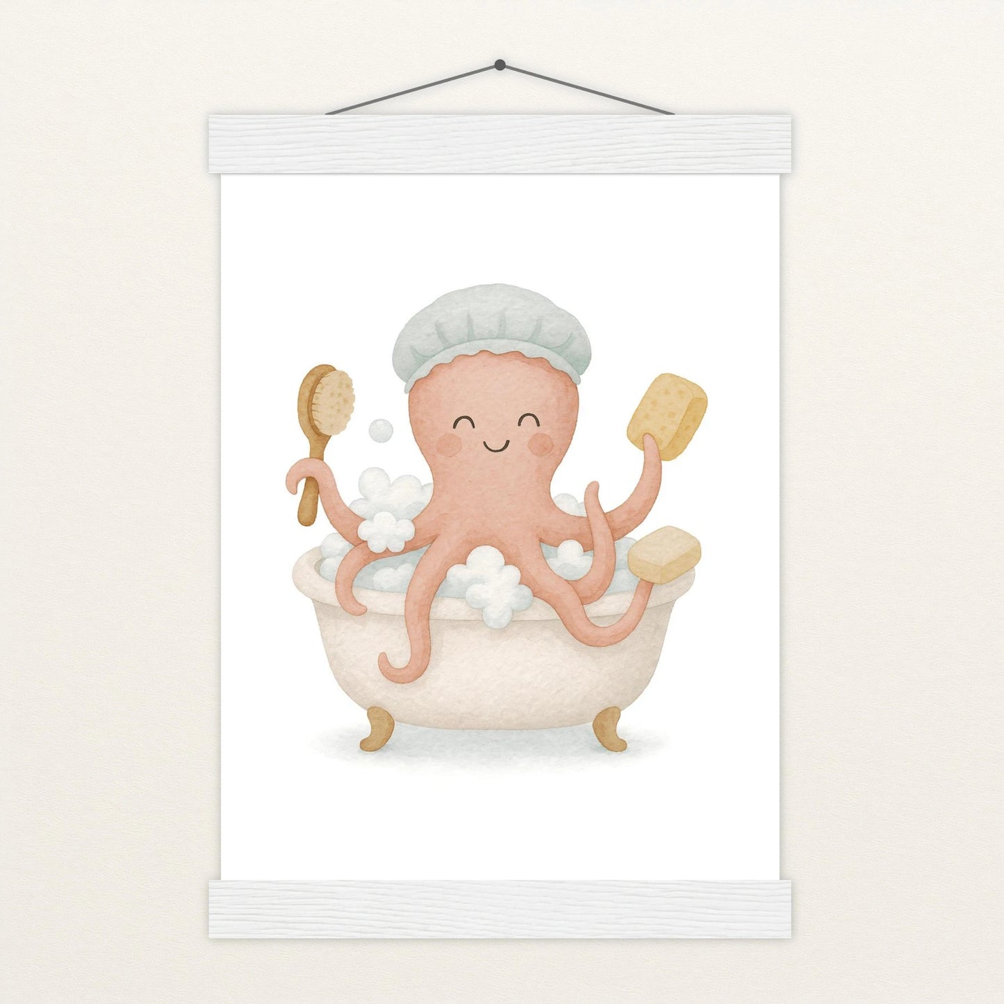 Tilli der Tintenfisch - Motiv: "Baden" Poster mit Leisten von tinylearner