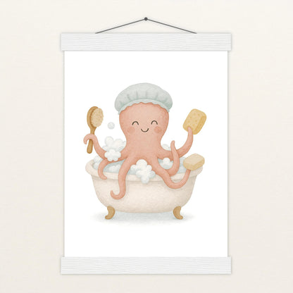 Tilli der Tintenfisch - Motiv: "Baden" Poster mit Leisten von tinylearner