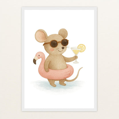 Mimi die Maus - Motiv: "Pooltag" Poster mit Holzrahmen von tinylearner