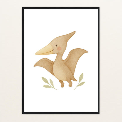 Dinosaurier Pteranodon Poster mit Holzrahmen von tinylearner